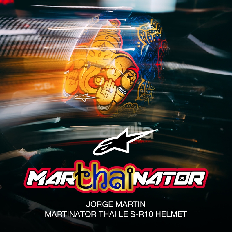 Casco integral de moto Alpinestars Supertech R10 Marthainator edición limitada JORGE MARTIN azul perla oro rojo