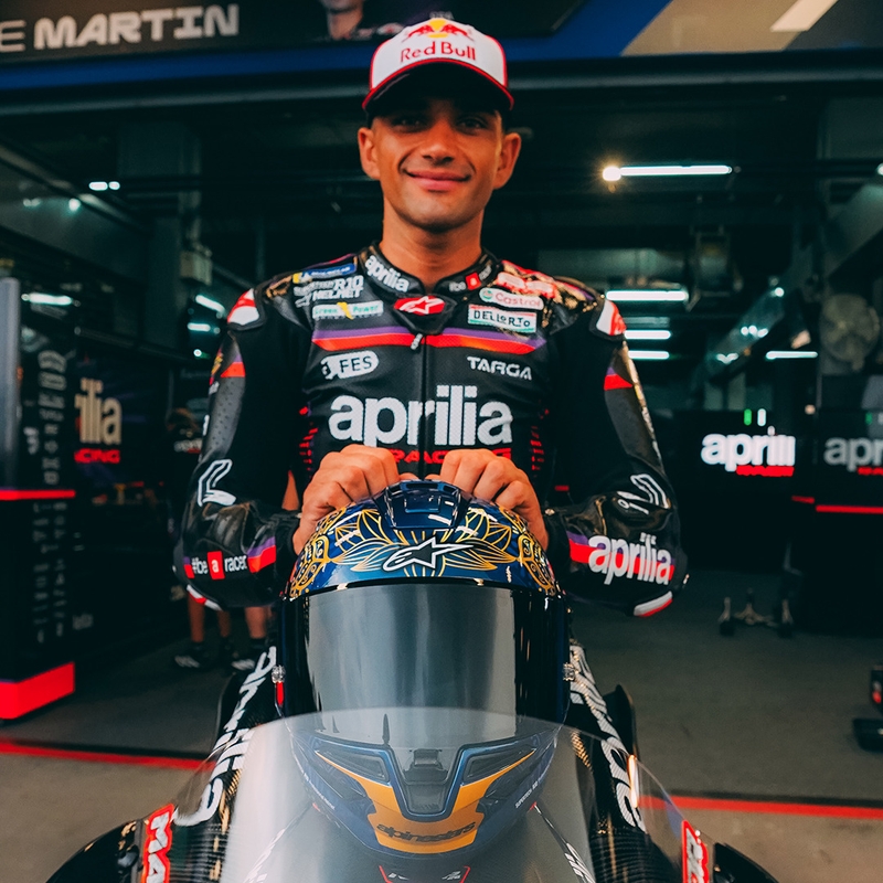 Casco integral de moto Alpinestars Supertech R10 Marthainator edición limitada JORGE MARTIN azul perla oro rojo