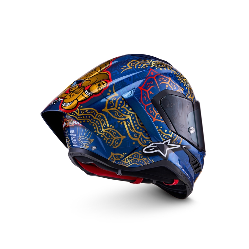 Casco integral de moto Alpinestars Supertech R10 Marthainator edición limitada JORGE MARTIN azul perla oro rojo