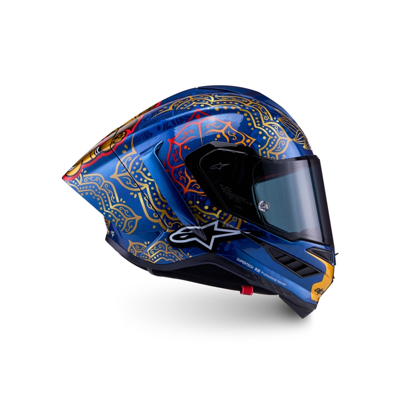 Casco integral de moto Alpinestars Supertech R10 Marthainator edición limitada JORGE MARTIN azul perla oro rojo