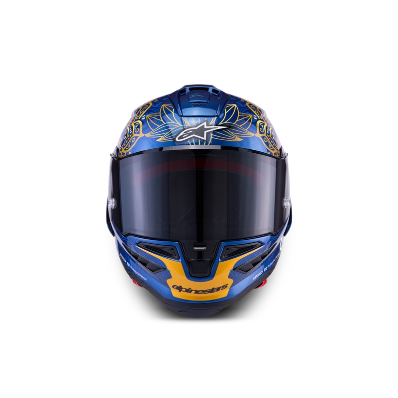 Casco integral de moto Alpinestars Supertech R10 Marthainator edición limitada JORGE MARTIN azul perla oro rojo