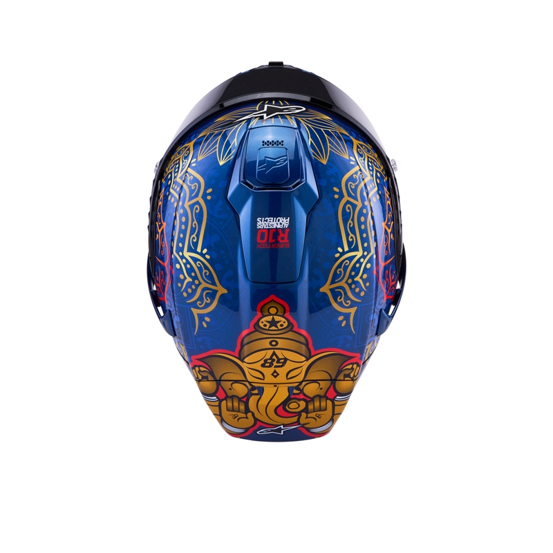 Casco integral de moto Alpinestars Supertech R10 Marthainator edición limitada JORGE MARTIN azul perla oro rojo