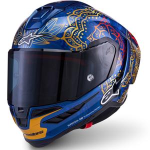 Casco integral de moto Alpinestars Supertech R10 Marthainator edición limitada JORGE MARTIN azul perla oro rojo