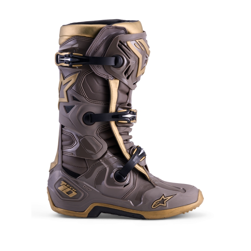 Botas de moto Alpinestars TECH 10 Edición Limitada AIR GOLD Marrón Dorado