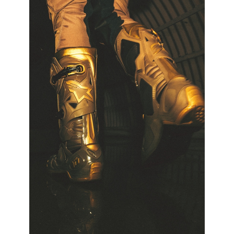 Botas de moto Alpinestars TECH 10 Edición Limitada AIR GOLD Marrón Dorado