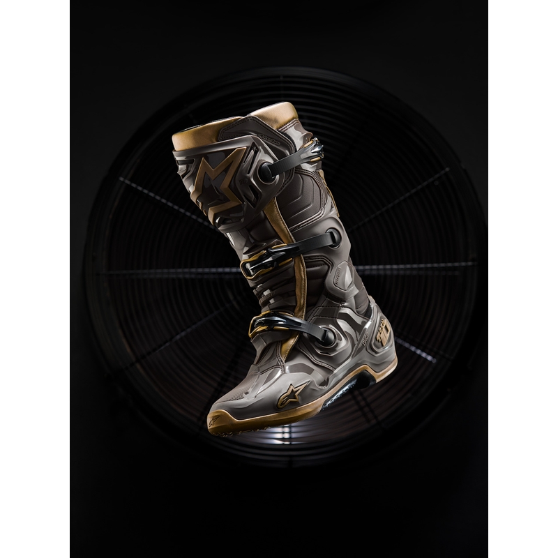 Botas de moto Alpinestars TECH 10 Edición Limitada AIR GOLD Marrón Dorado