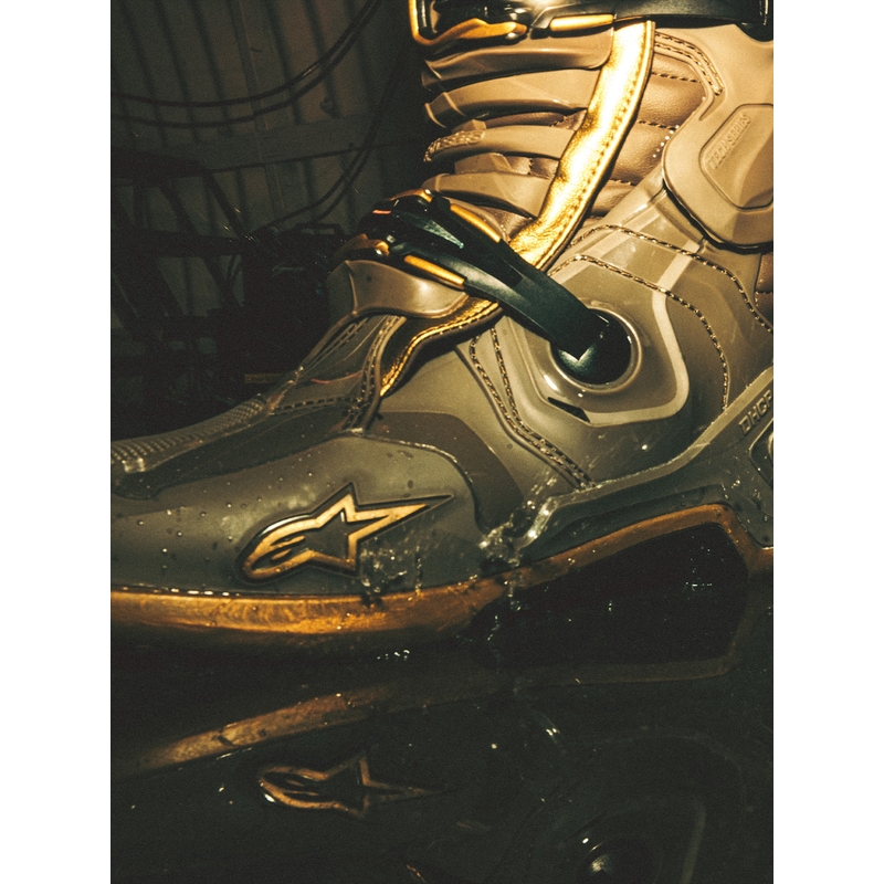 Botas de moto Alpinestars TECH 10 Edición Limitada AIR GOLD Marrón Dorado