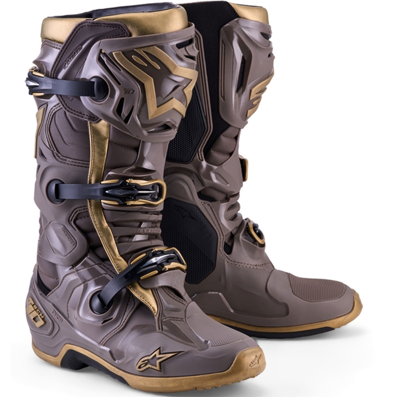 Botas de moto Alpinestars TECH 10 Edición Limitada AIR GOLD Marrón Dorado