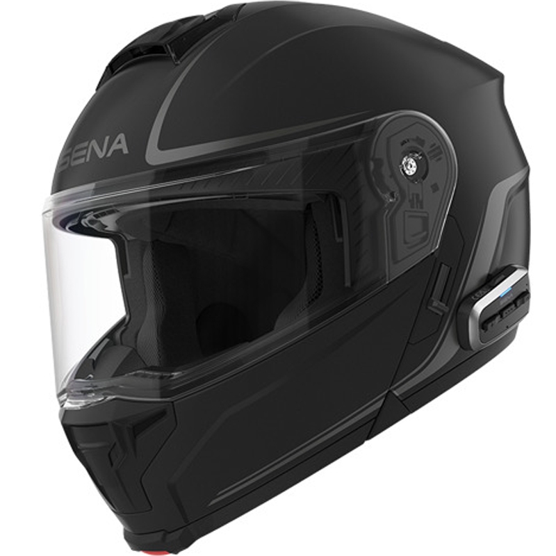 Casco de moto abatible con auriculares SENA Outrush 2 negro mate
