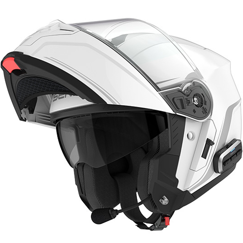 Casco de moto abatible con auriculares SENA Outrush 2 blanco