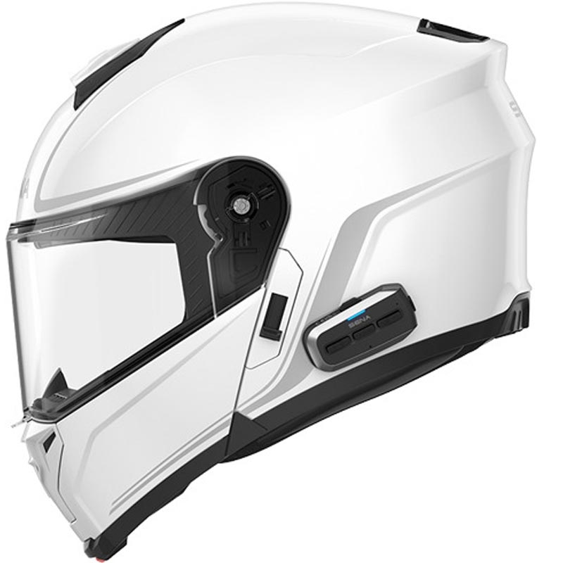 Casco de moto abatible con auriculares SENA Outrush 2 blanco