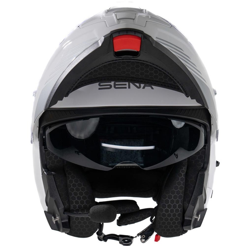 Casco de moto abatible con auriculares SENA Specter blanco