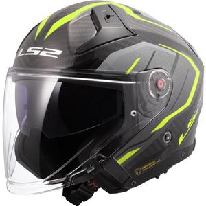 Casco de moto abierto LS2 OF603 Infinity II C Urus amarillo flúor
