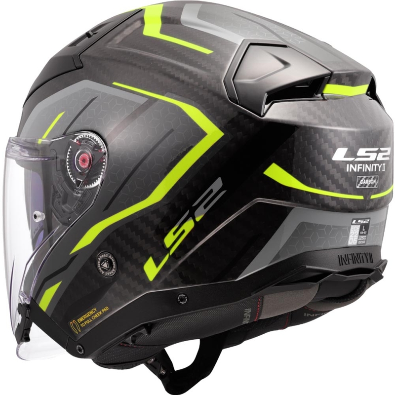 Casco de moto abierto LS2 OF603 Infinity II C Urus amarillo flúor
