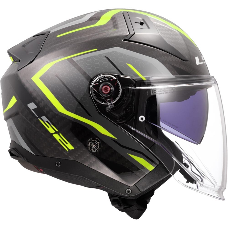 Casco de moto abierto LS2 OF603 Infinity II C Urus amarillo flúor