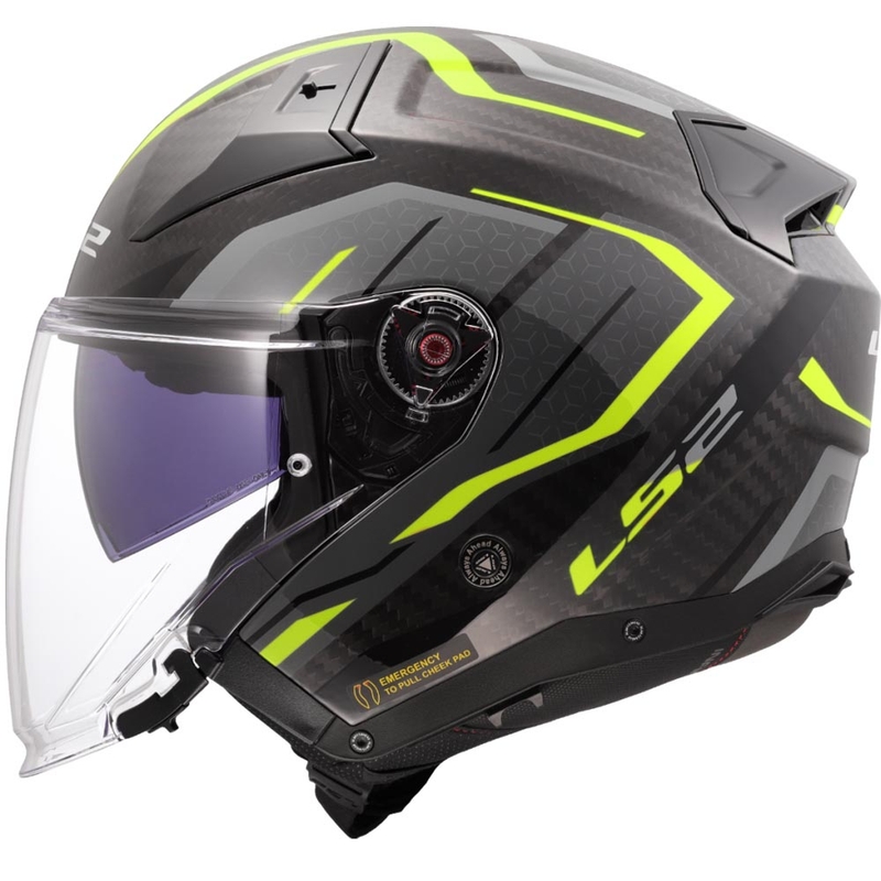 Casco de moto abierto LS2 OF603 Infinity II C Urus amarillo flúor