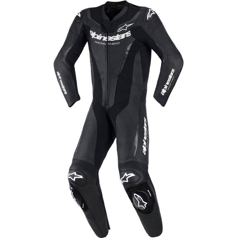Mono de moto Alpinestars GP FORCE V2 de una pieza, negro y blanco.