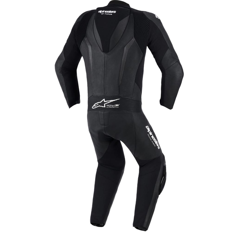 Mono de moto Alpinestars GP FORCE V2 de una pieza, negro y blanco.