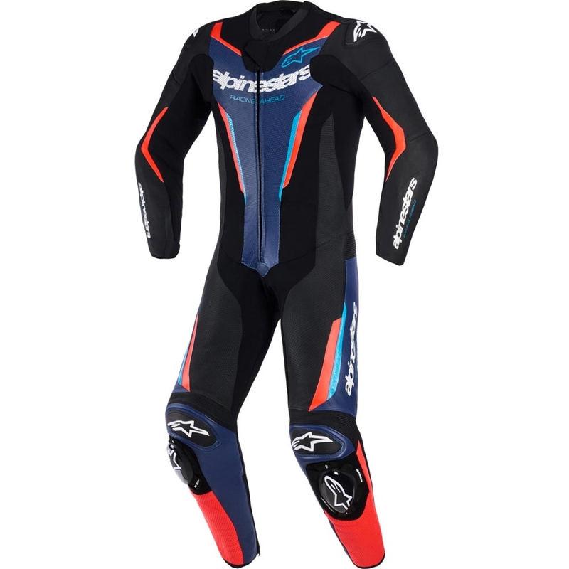 Mono de moto Alpinestars GP FORCE V2 de una pieza negro-azul-rojo flúor-