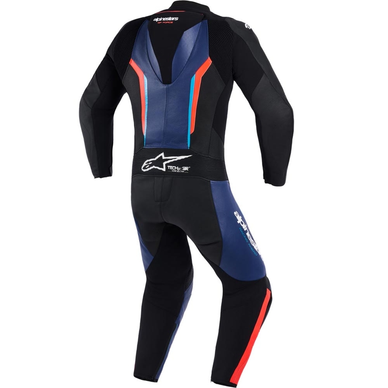 Mono de moto Alpinestars GP FORCE V2 de una pieza negro-azul-rojo flúor-