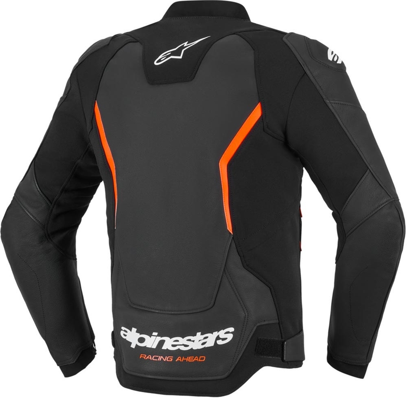 Chaqueta de moto de cuero Alpinestars GP Force V2 negra-rojo flúor-blanca