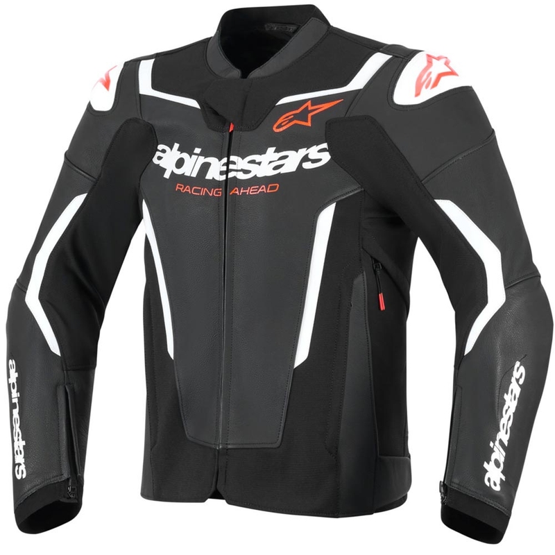 Chaqueta de moto de cuero Alpinestars GP Force V2 negra-blanca-roja