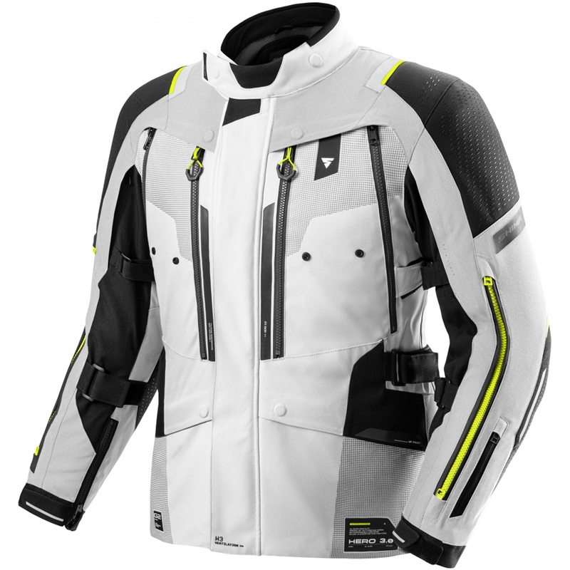 Chaqueta de moto Shima Hero 3.0 gris-amarillo flúor