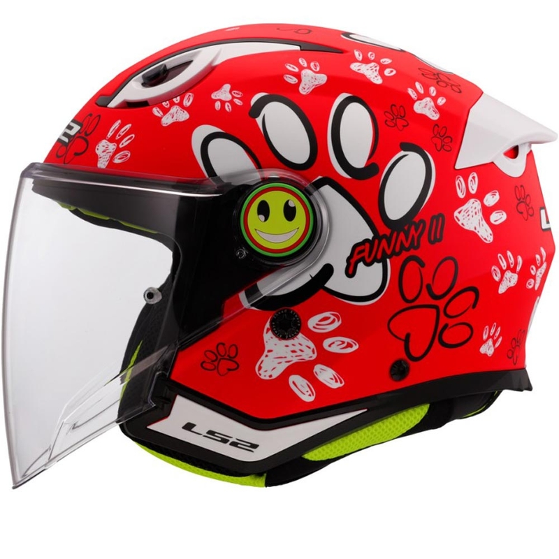 Casco de moto abierto para niños LS2 OF622 Funny II Paws rojo