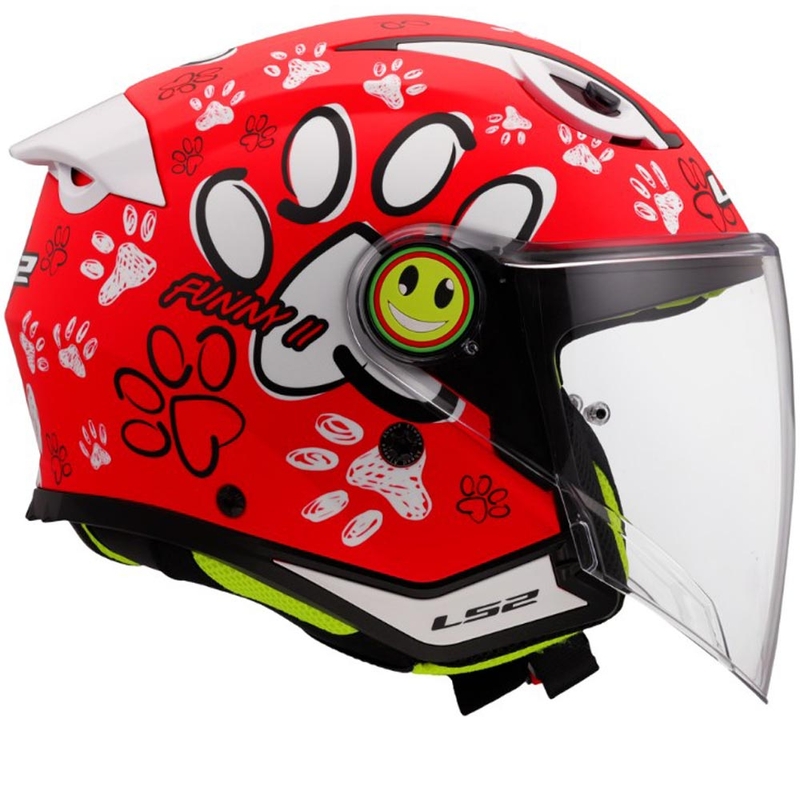 Casco de moto abierto para niños LS2 OF622 Funny II Paws rojo