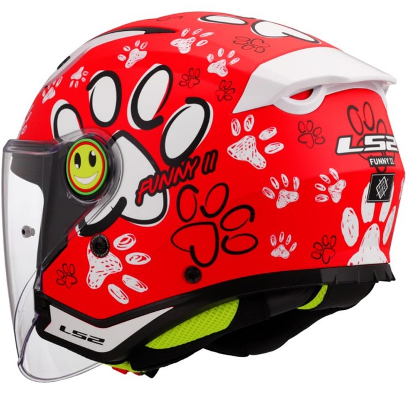 Casco de moto abierto para niños LS2 OF622 Funny II Paws rojo