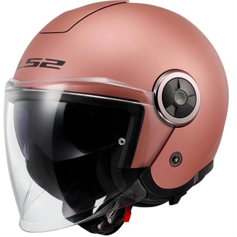Casco de moto abierto LS2 OF620 Classy Solid, color oro mate-rosa.