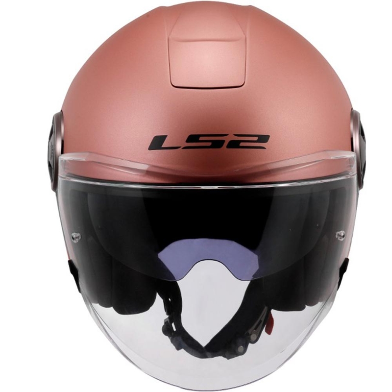 Casco de moto abierto LS2 OF620 Classy Solid, color oro mate-rosa.