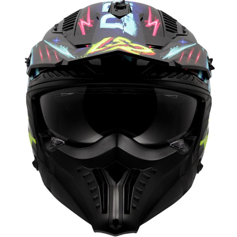 Casco de moto de trial LS2 OF606 Drifter Rayz negro-azul