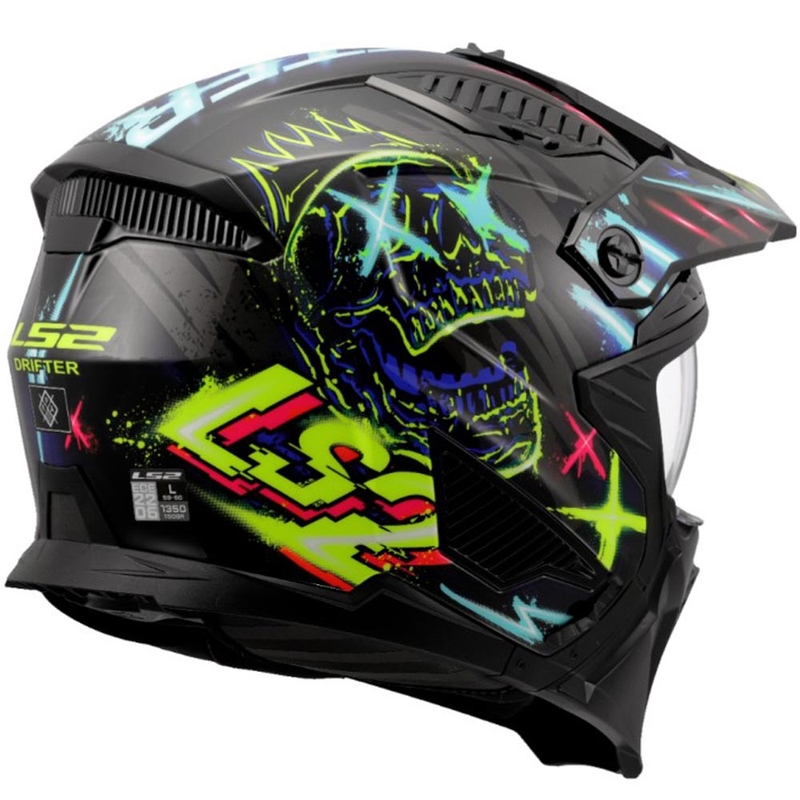 Casco de moto de trial LS2 OF606 Drifter Rayz negro-azul