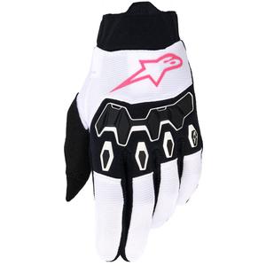Guantes de motocross Alpinestars Stella Full Bore V2 para mujer (blanco, rosa fluorescente y negro)