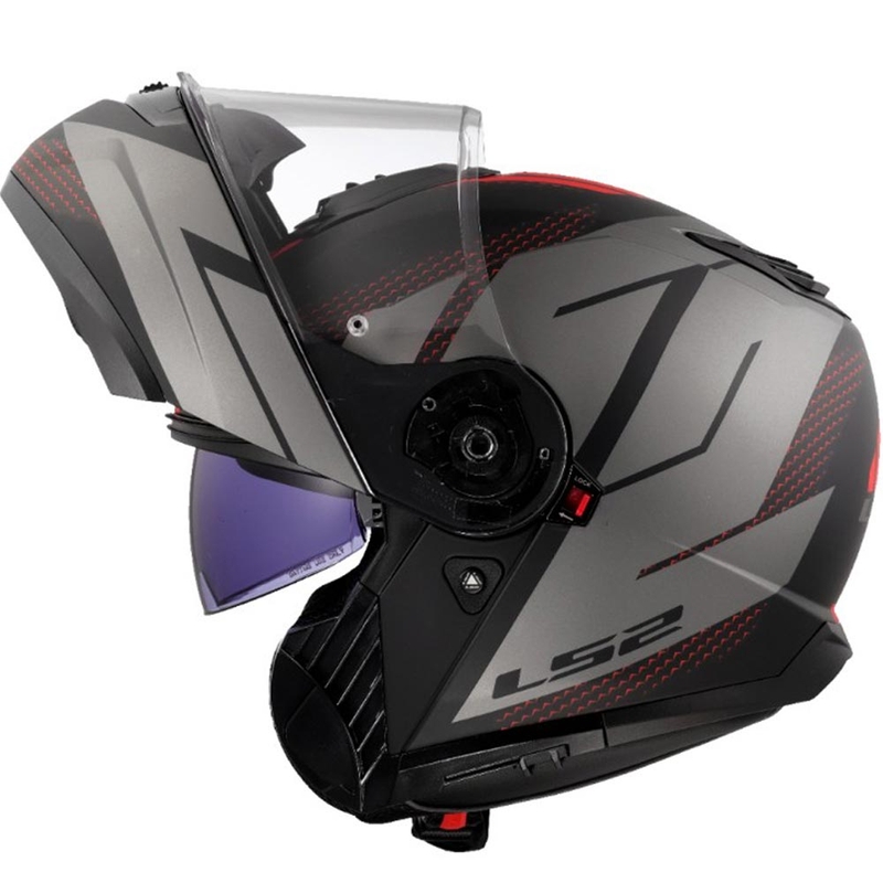 Casco de motocicleta abatible LS2 FF908 Strobe II Code negro-gris