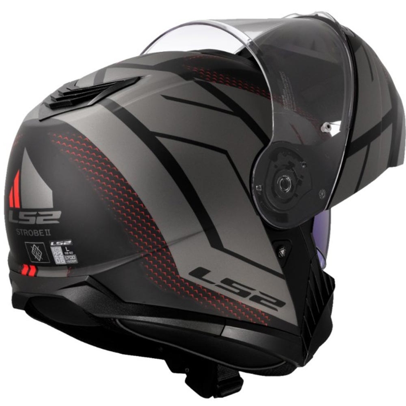 Casco de motocicleta abatible LS2 FF908 Strobe II Code negro-gris