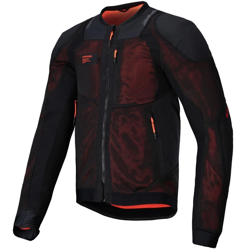 Chaqueta de moto Alpinestars TROOP-AIR PRO negra-roja fluorescente
