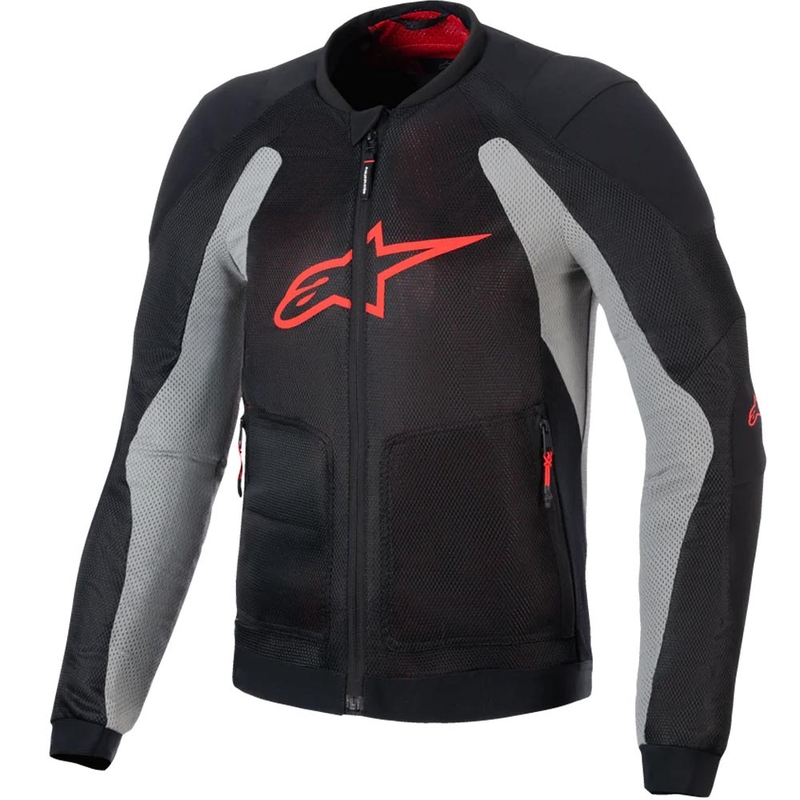 Chaqueta de moto Alpinestars TROOP-AIR PRO negra-gris claro-roja