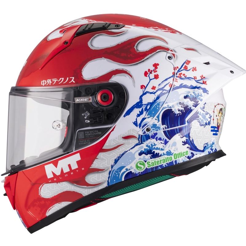 Casco integral de moto KRE + S Yamanaka A5 rojo-blanco