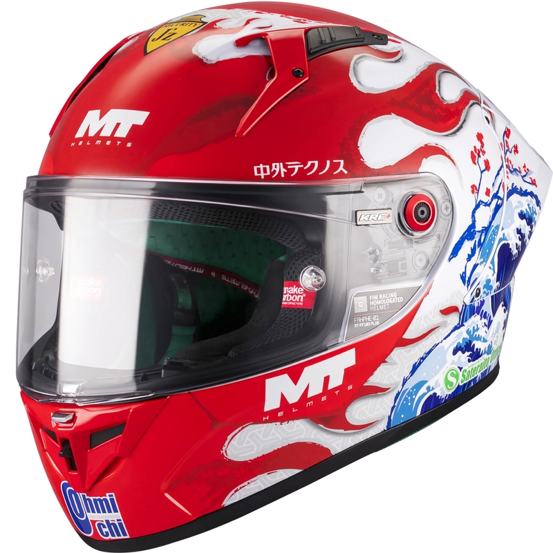 Casco integral de moto KRE + S Yamanaka A5 rojo-blanco
