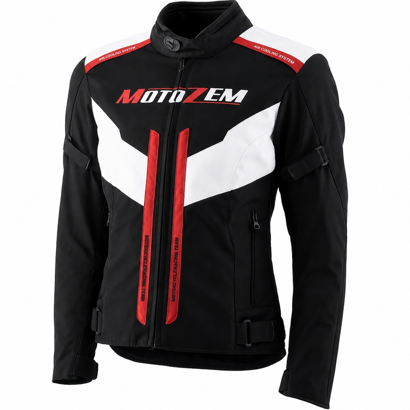 Chaqueta de moto para mujer Motozem Team 2 negro-blanco