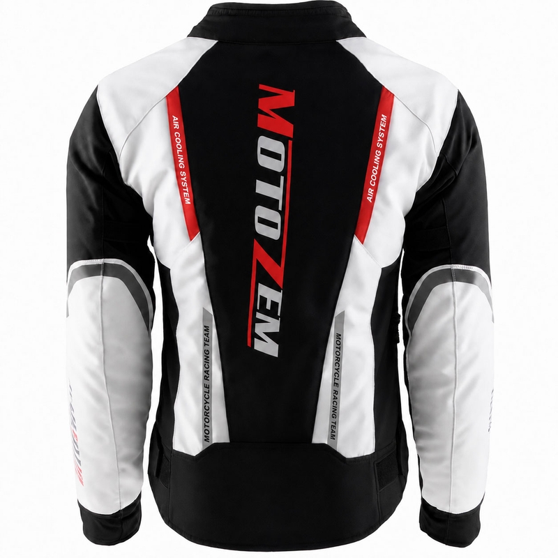 Chaqueta de moto para mujer Motozem Team 2 negro-blanco