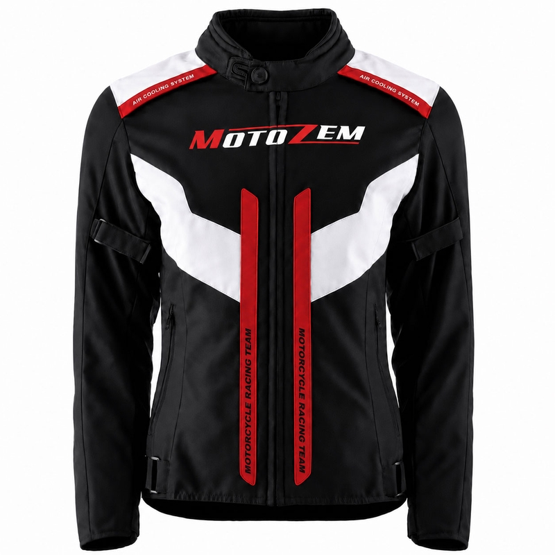 Chaqueta de moto para mujer Motozem Team 2 negro-blanco