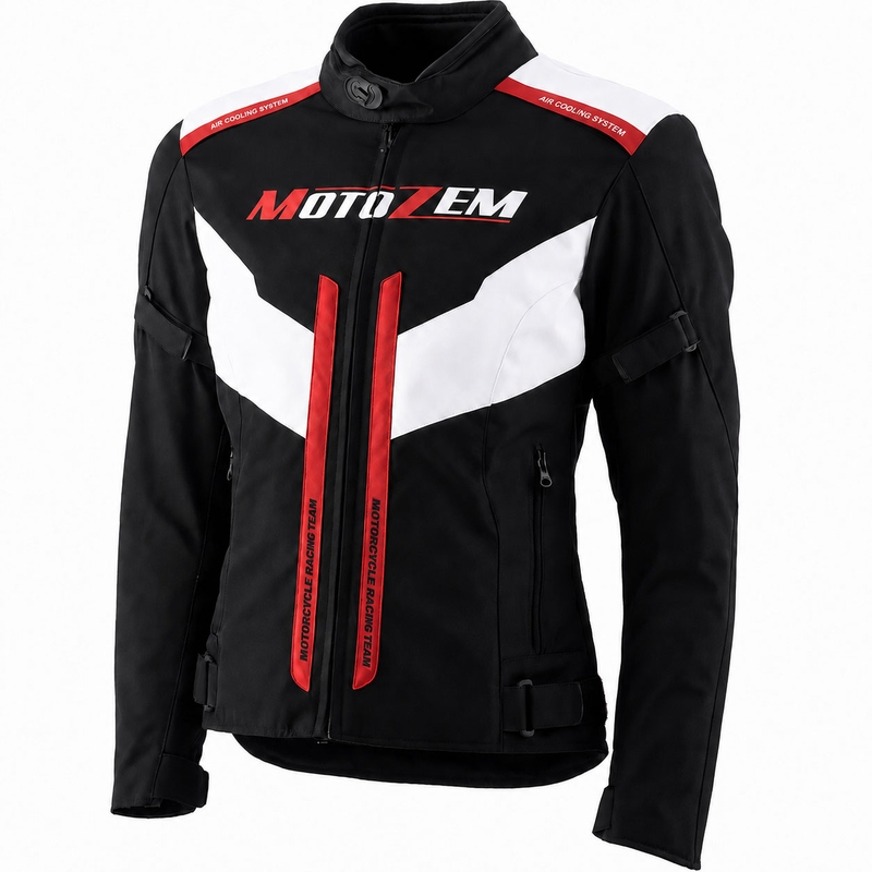 Chaqueta de moto para mujer Motozem Team 2 negro-blanco