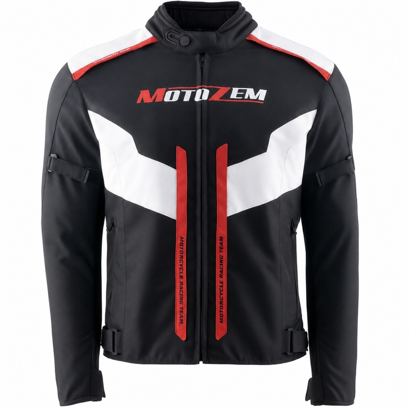 Chaqueta de moto Motozem Team 2 negra y blanca
