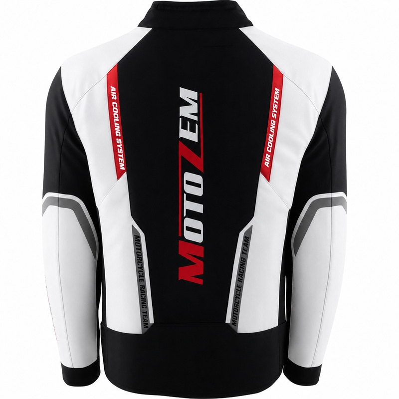 Chaqueta de moto Motozem Team 2 negra y blanca