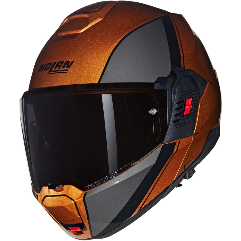 Casco de motocicleta abatible Nolan N120-1 Verniciatura Speciale N-COM 343 ocre brillante-negro