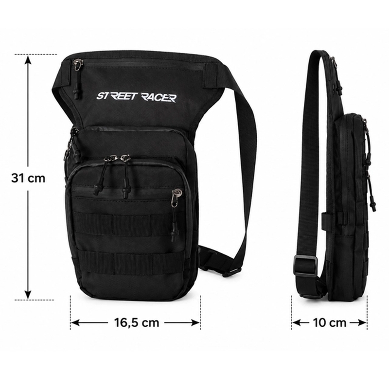 Bolso de muslo Street Racer Embrace negro 5 l