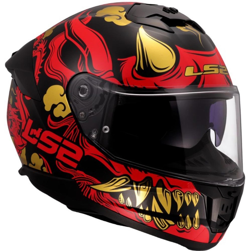 Casco integral de moto LS2 FF808 Drako negro-rojo